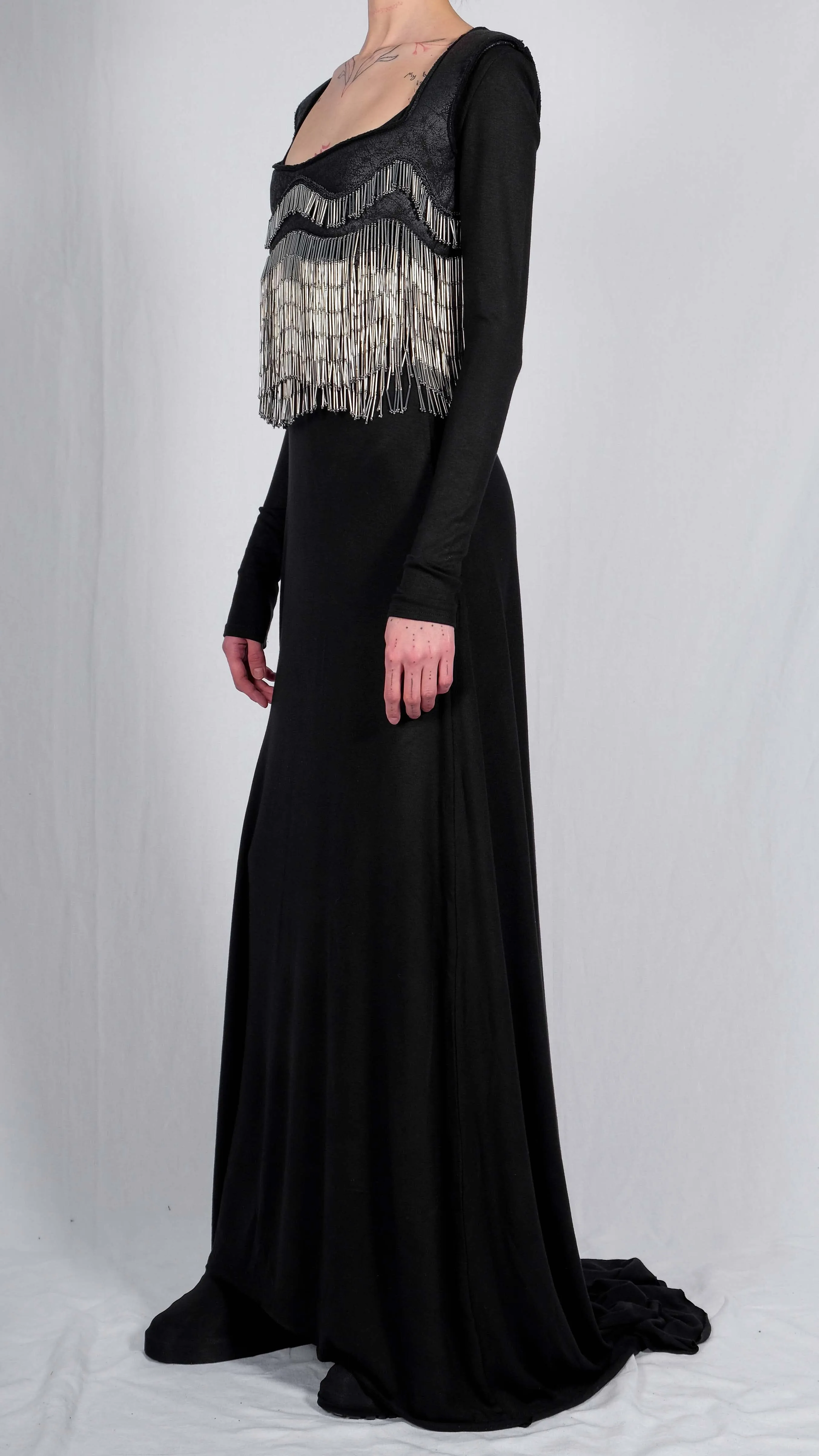 Leather Effect Crop Top with Beaded Fringe