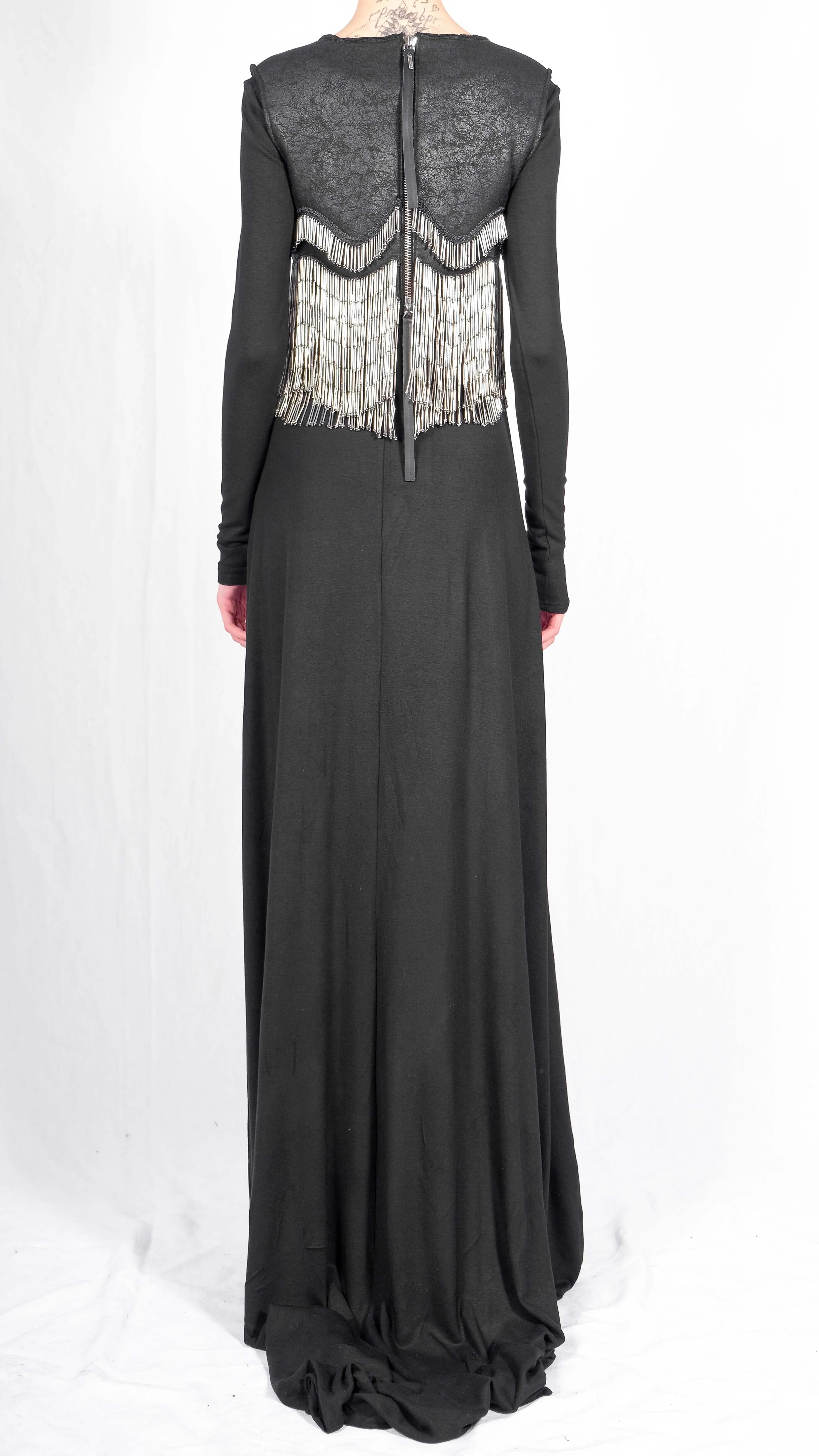 Leather Effect Crop Top with Beaded Fringe