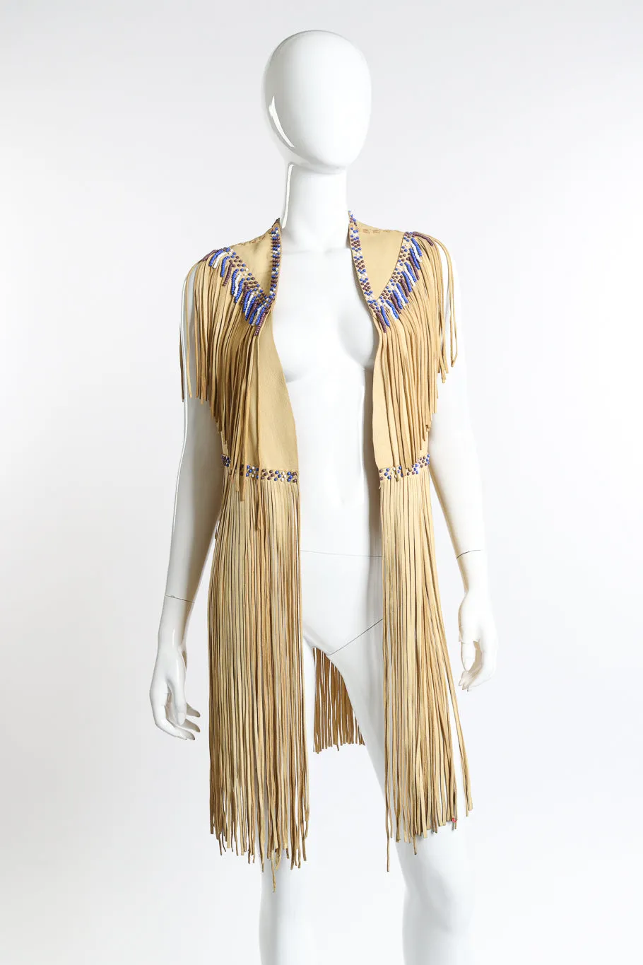Leather Fringe Beaded Vest