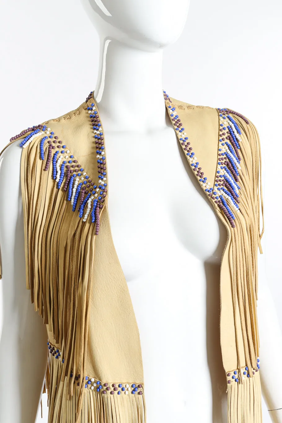 Leather Fringe Beaded Vest