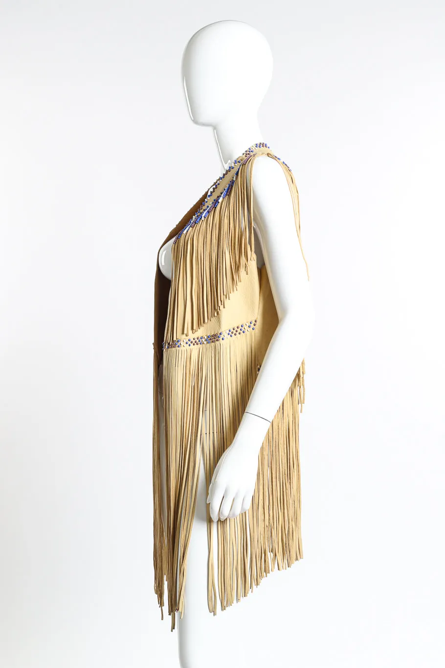 Leather Fringe Beaded Vest
