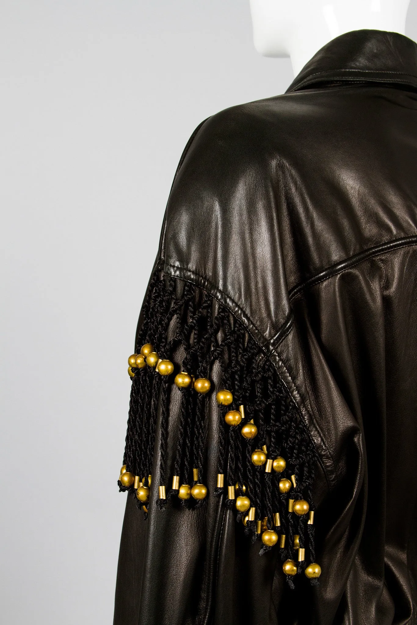 Leather Macrame Bomber Jacket