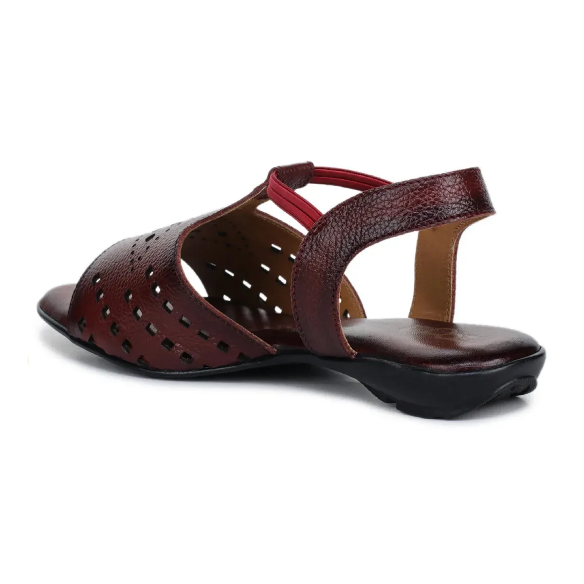 Leather Sandals For Women L 648 – Thong Style with Brogue Detailing