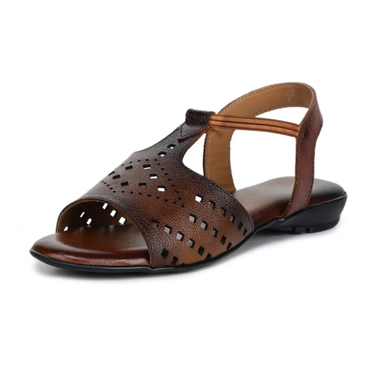 Leather Sandals For Women L 648 – Thong Style with Brogue Detailing