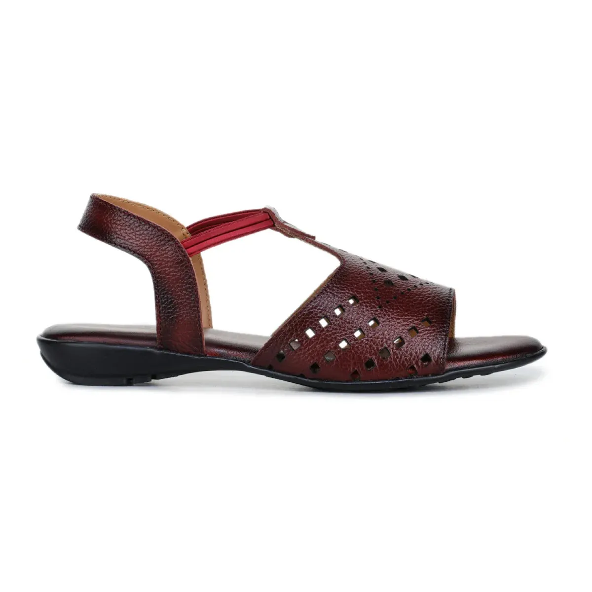Leather Sandals For Women L 648 – Thong Style with Brogue Detailing