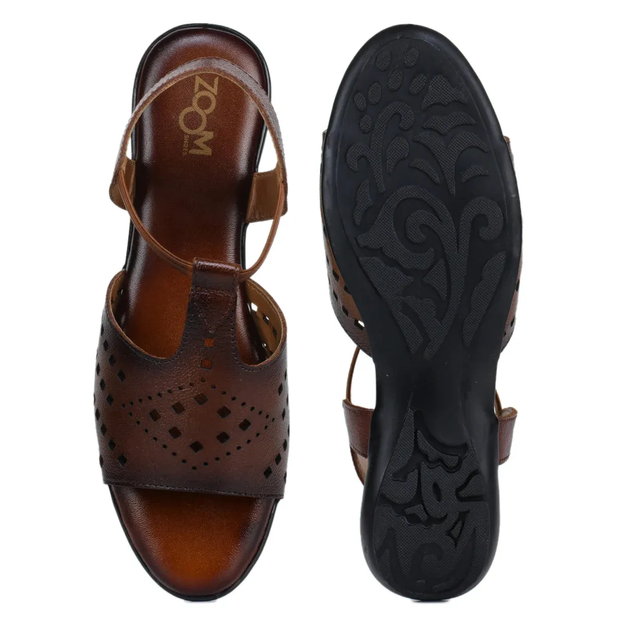 Leather Sandals For Women L 648 – Thong Style with Brogue Detailing