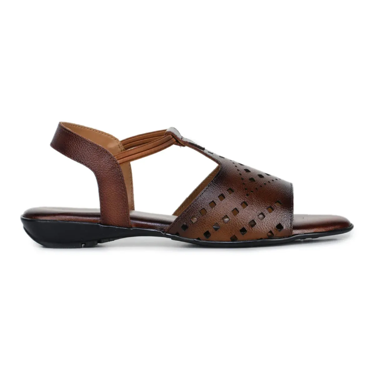 Leather Sandals For Women L 648 – Thong Style with Brogue Detailing
