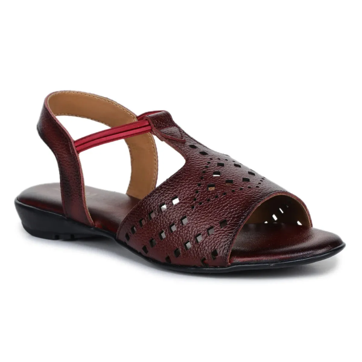 Leather Sandals For Women L 648 – Thong Style with Brogue Detailing