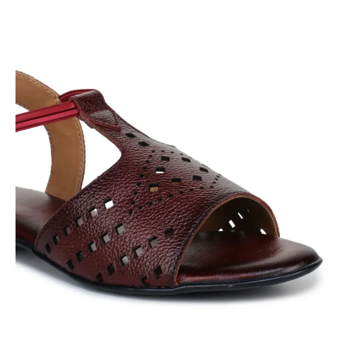 Leather Sandals For Women L 648 – Thong Style with Brogue Detailing
