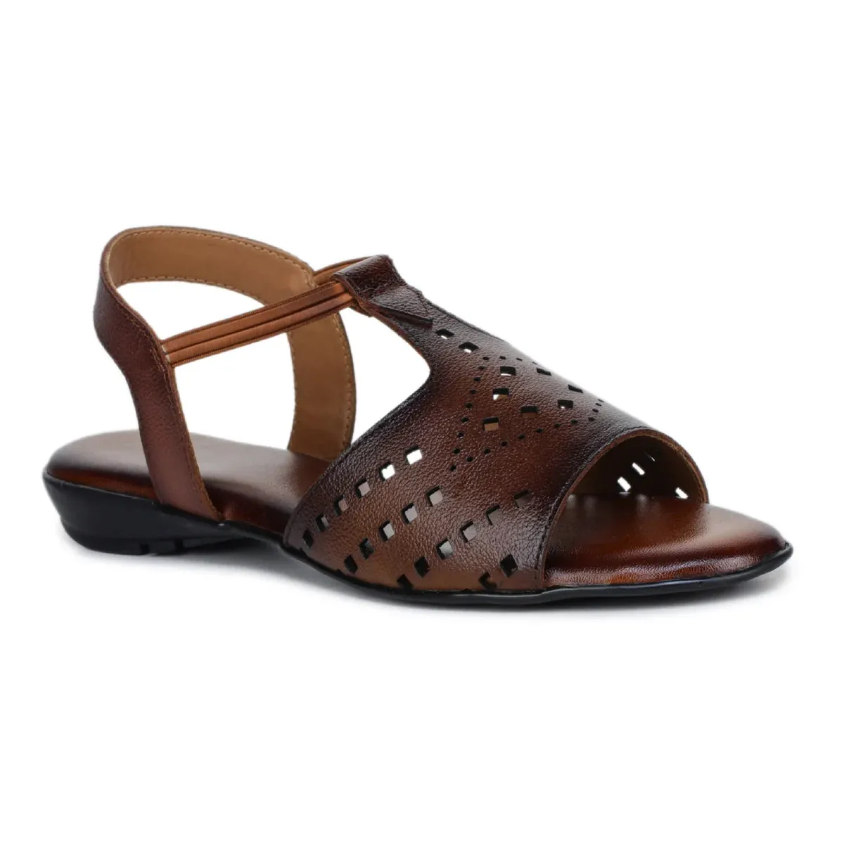 Leather Sandals For Women L 648 – Thong Style with Brogue Detailing