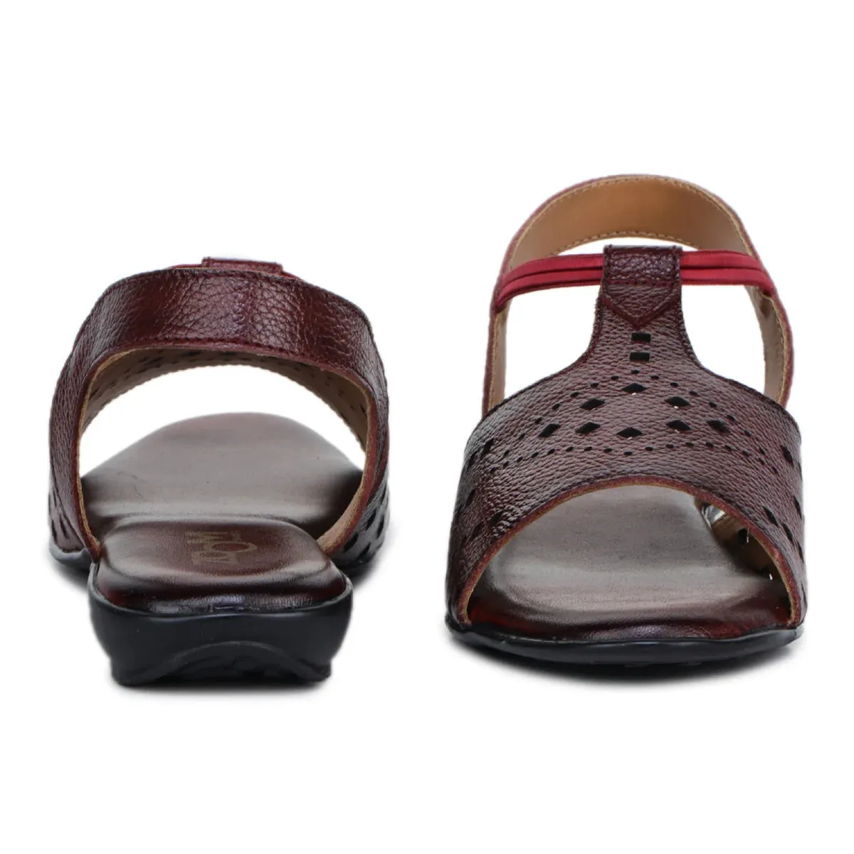 Leather Sandals For Women L 648 – Thong Style with Brogue Detailing