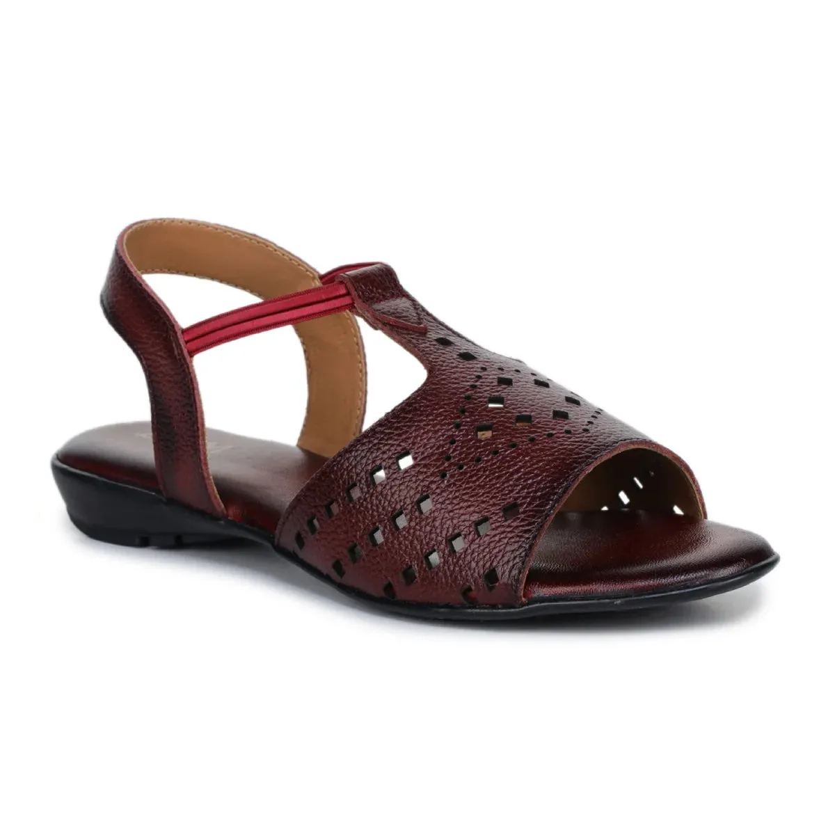 Leather Sandals For Women L 648 – Thong Style with Brogue Detailing