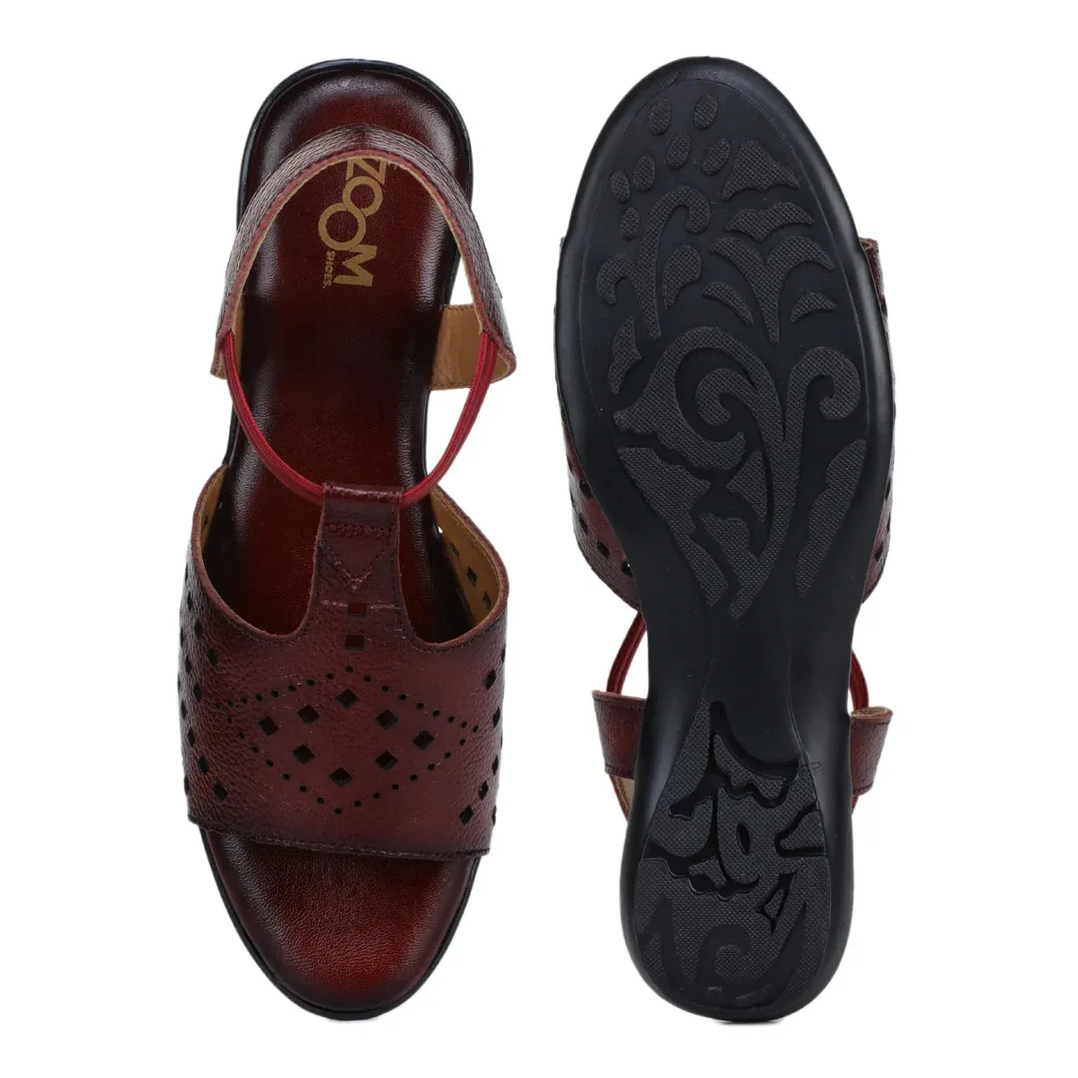 Leather Sandals For Women L 648 – Thong Style with Brogue Detailing