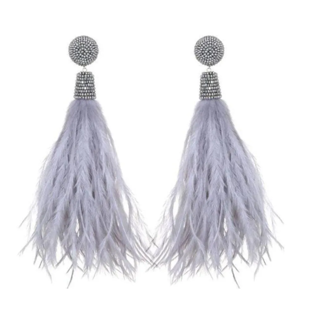 Light Gray Feather Earrings