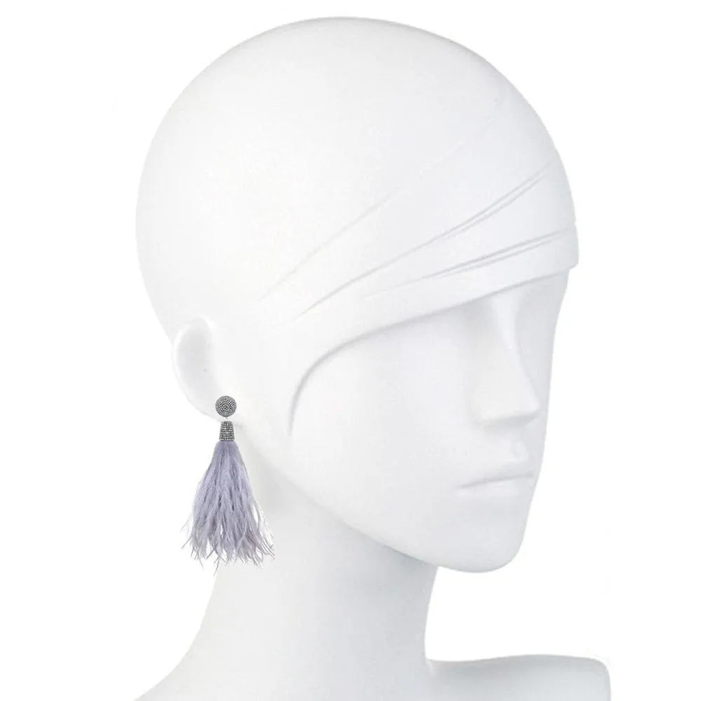 Light Gray Feather Earrings