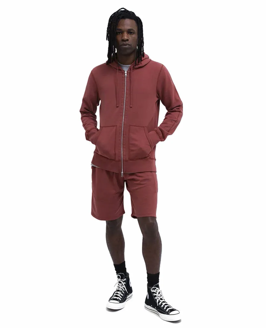Lightweight Terry Full Zip Hoodie Russet