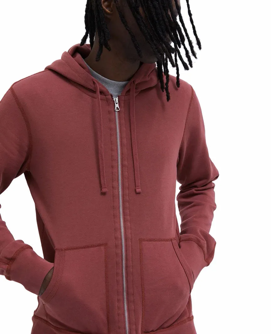 Lightweight Terry Full Zip Hoodie Russet