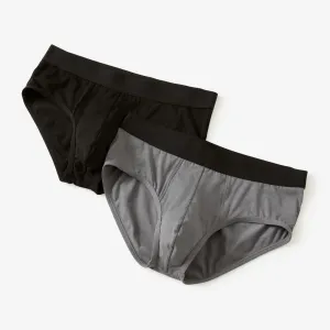 Lot x2 Slips fitness droite coton majoritaire - 500 noir gris