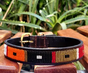 Maasai Beaded Leather Dog Collars New