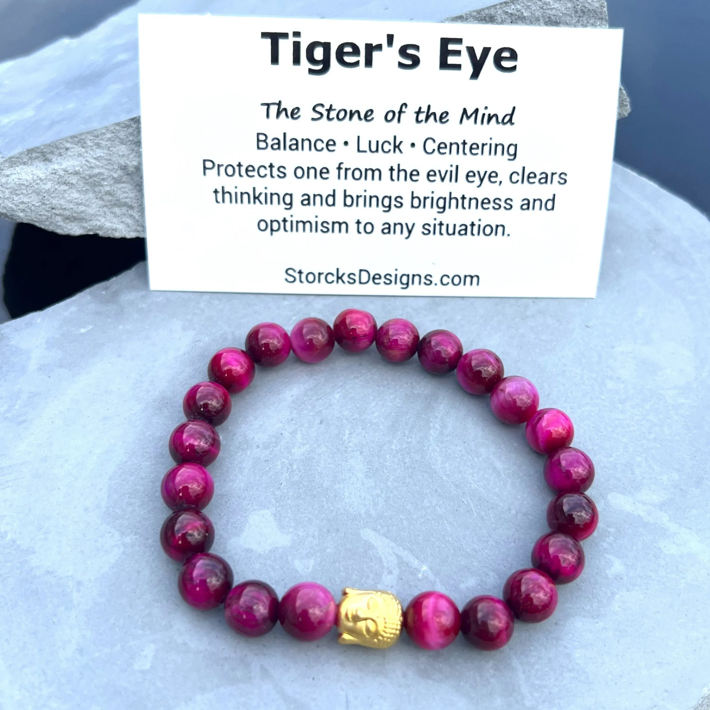 Magenta Pink Tiger's Eye Beaded Bracelet