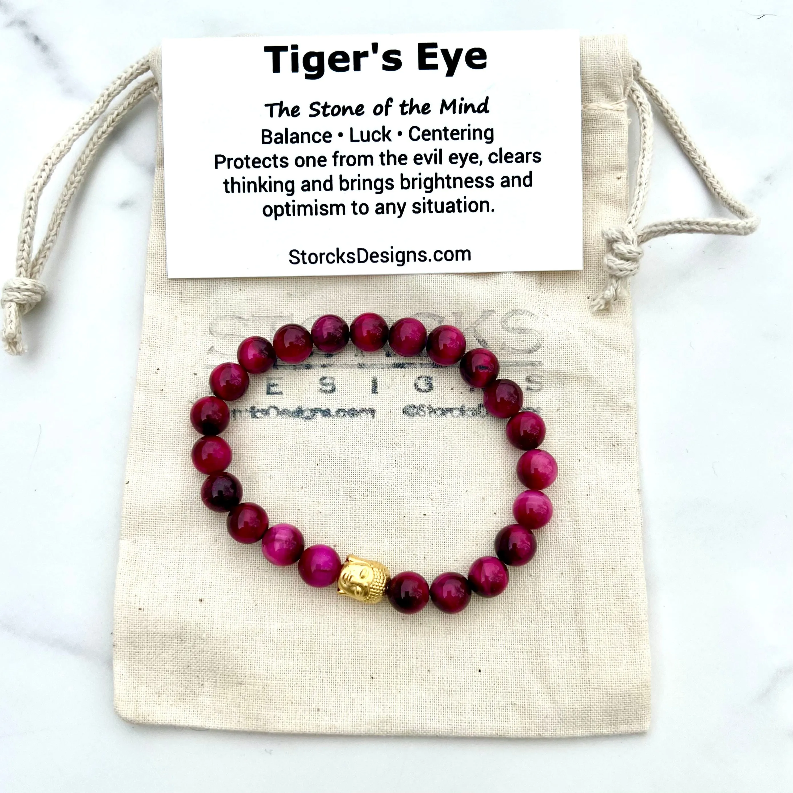 Magenta Pink Tiger's Eye Beaded Bracelet