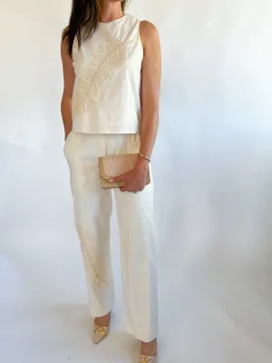 Marren Embroidered Feather Pant
