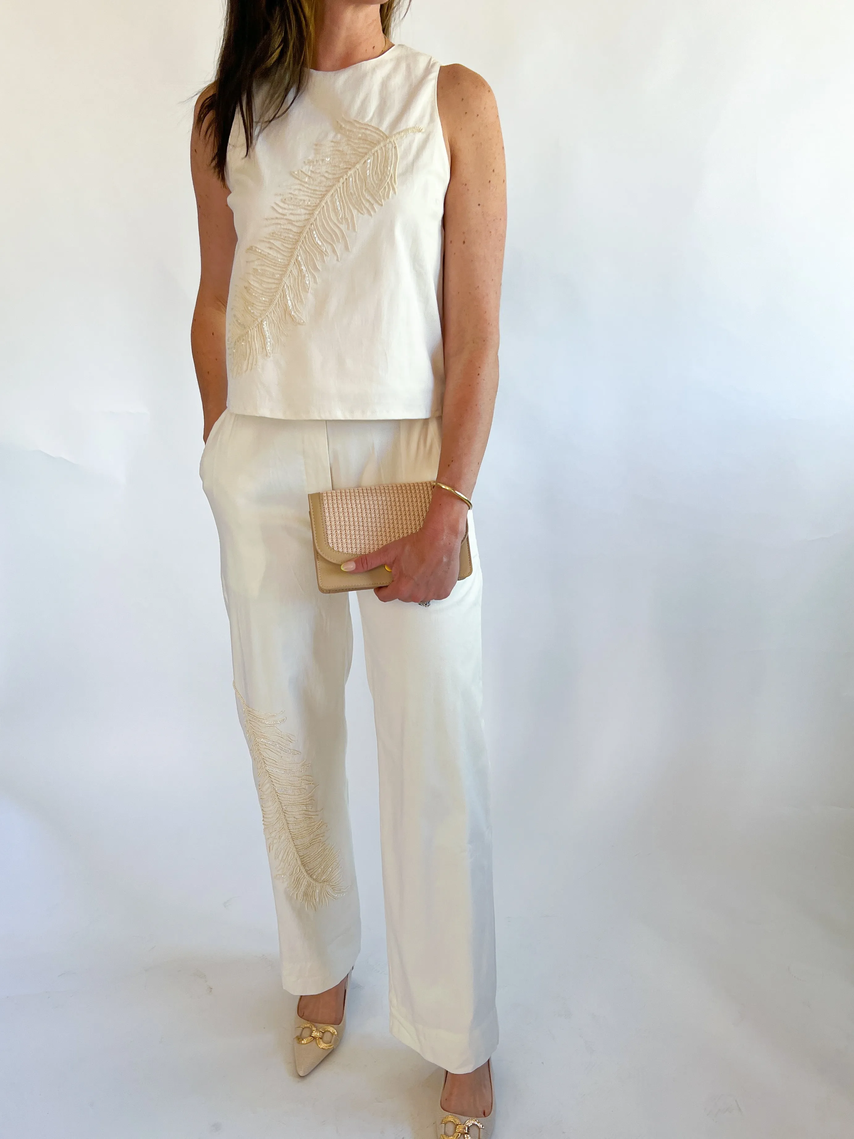 Marren Embroidered Feather Pant