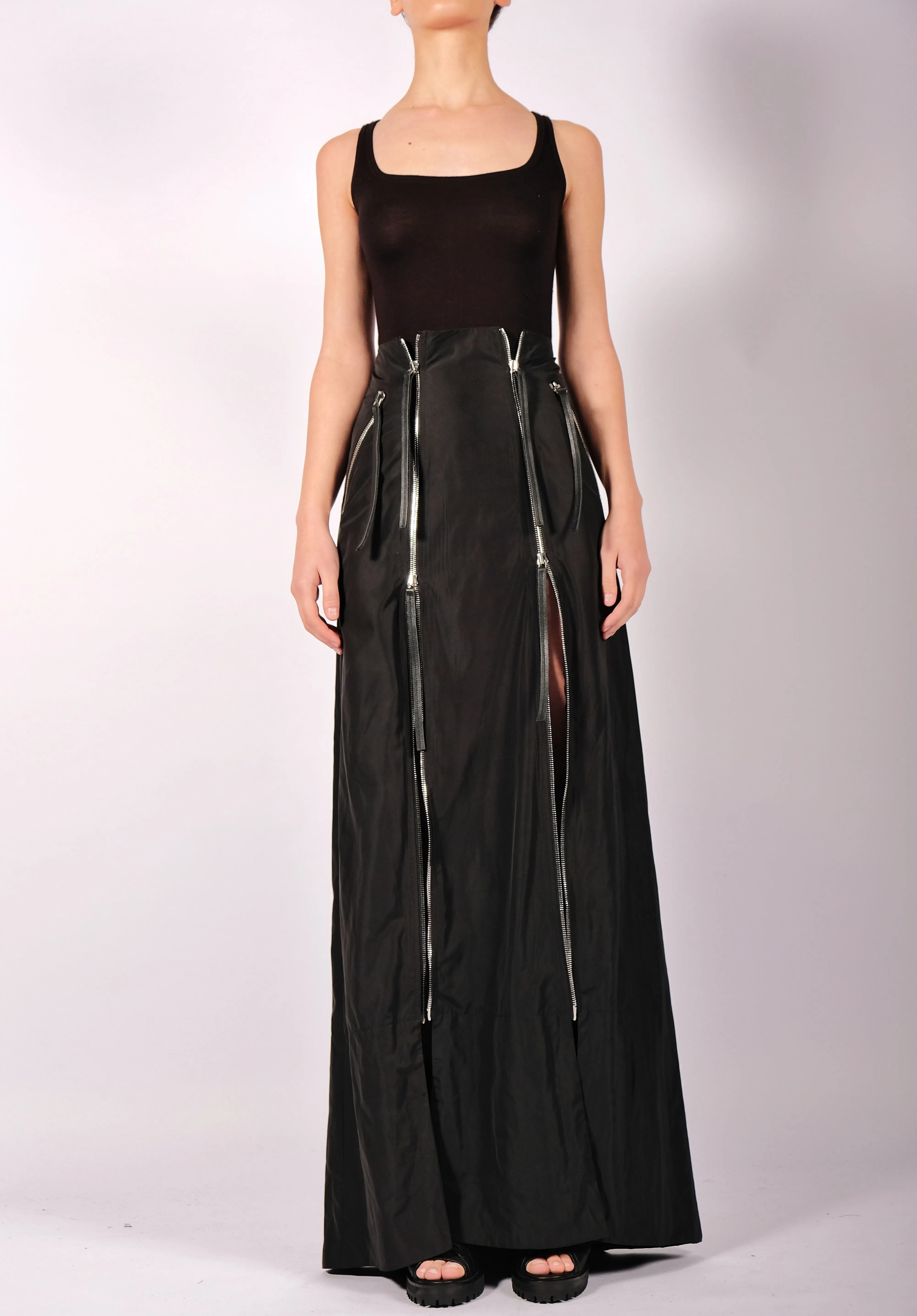 Maxi Raincoat Skirt with Zippers