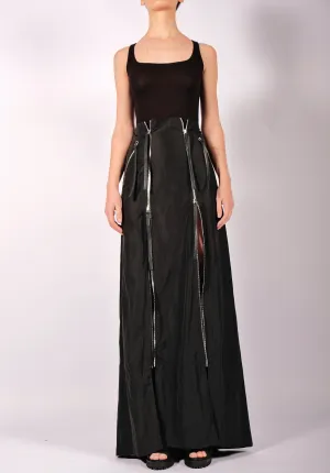 Maxi Raincoat Skirt with Zippers