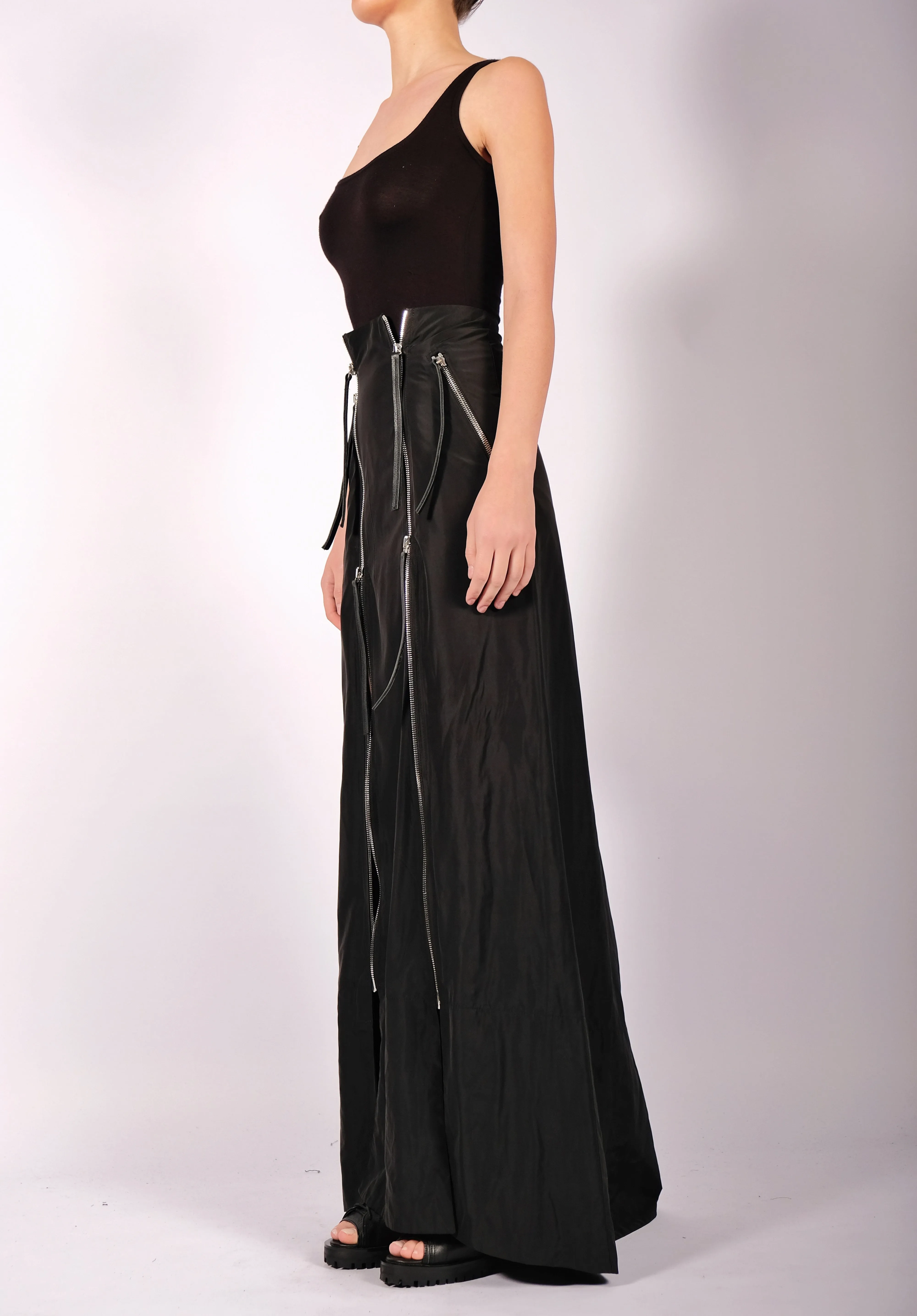 Maxi Raincoat Skirt with Zippers