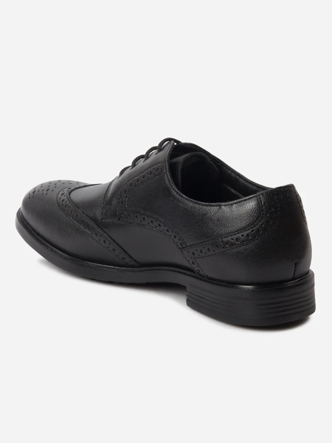 Men's Black Round Toe Lace Up Brogue (ID6113)