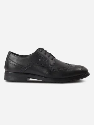 Men's Black Round Toe Lace Up Brogue (ID6113)