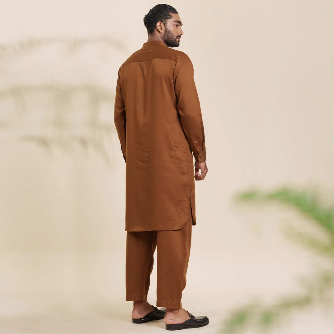 Mens Embroidery Kabli- Chocolate