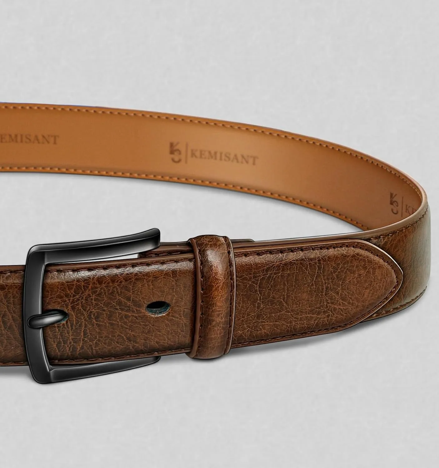 Mens Genuine Leather Belt for Dress and Casual Jeans