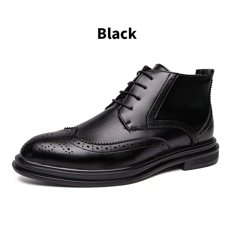 Men's Lace-Up Carved Wingtip Brogue Boots（50% OFF）