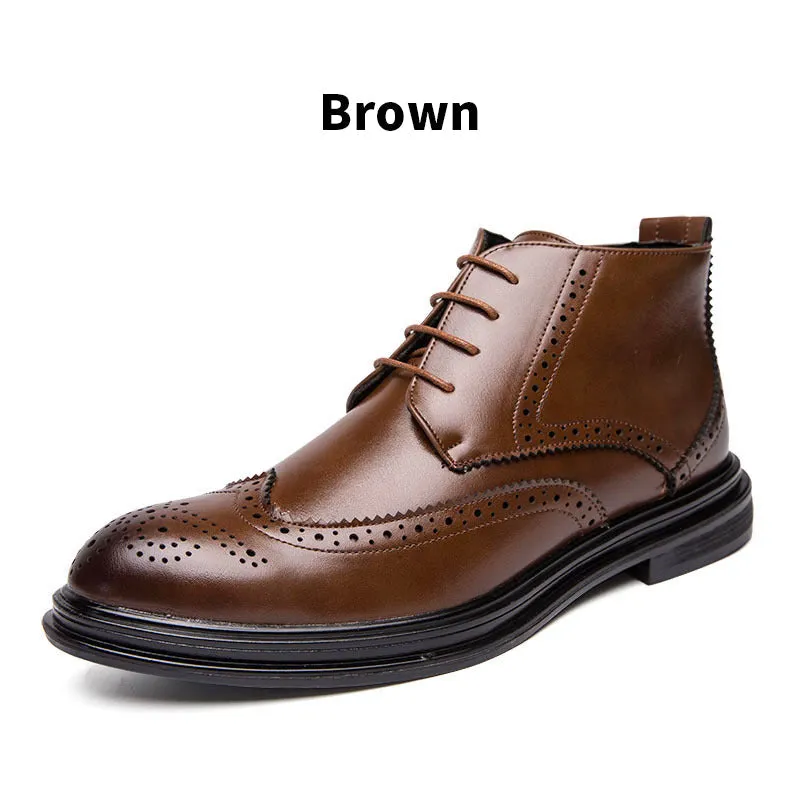 Men's Lace-Up Carved Wingtip Brogue Boots（50% OFF）
