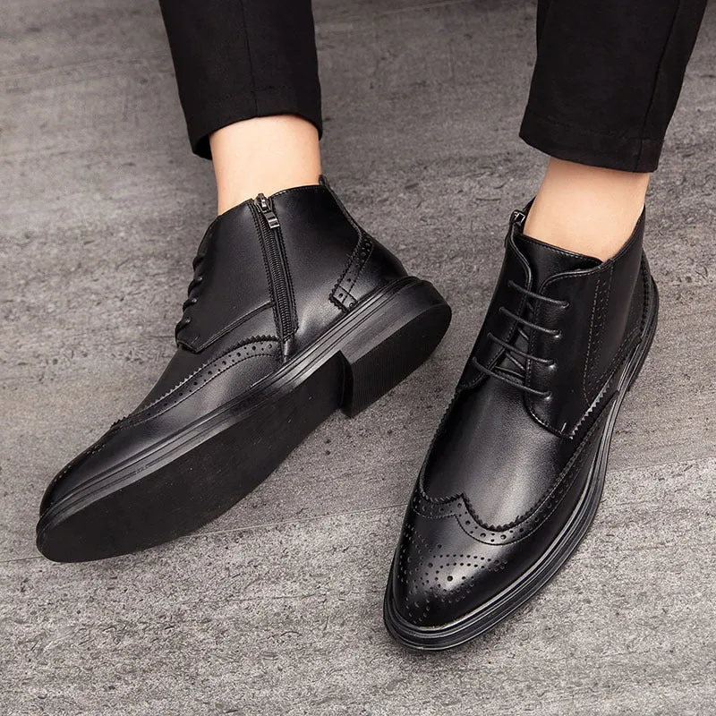 Men's Lace-Up Carved Wingtip Brogue Boots（50% OFF）
