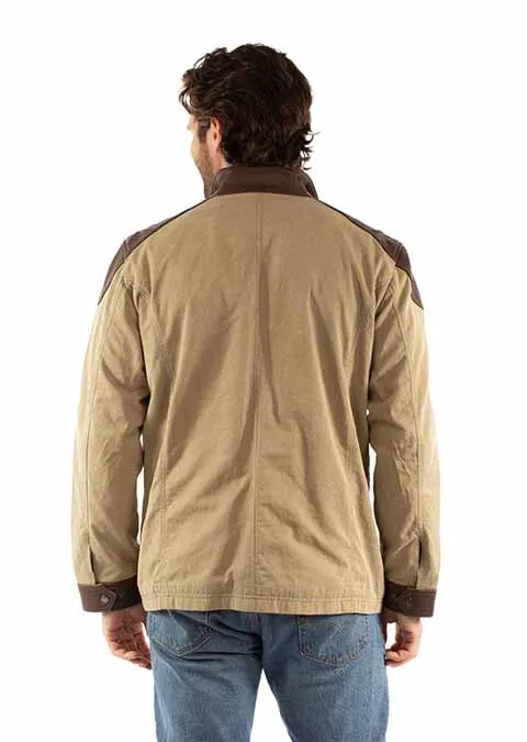 Men's Leather Jacket Collection: Scully Western Canvas And Leather Trim Sage