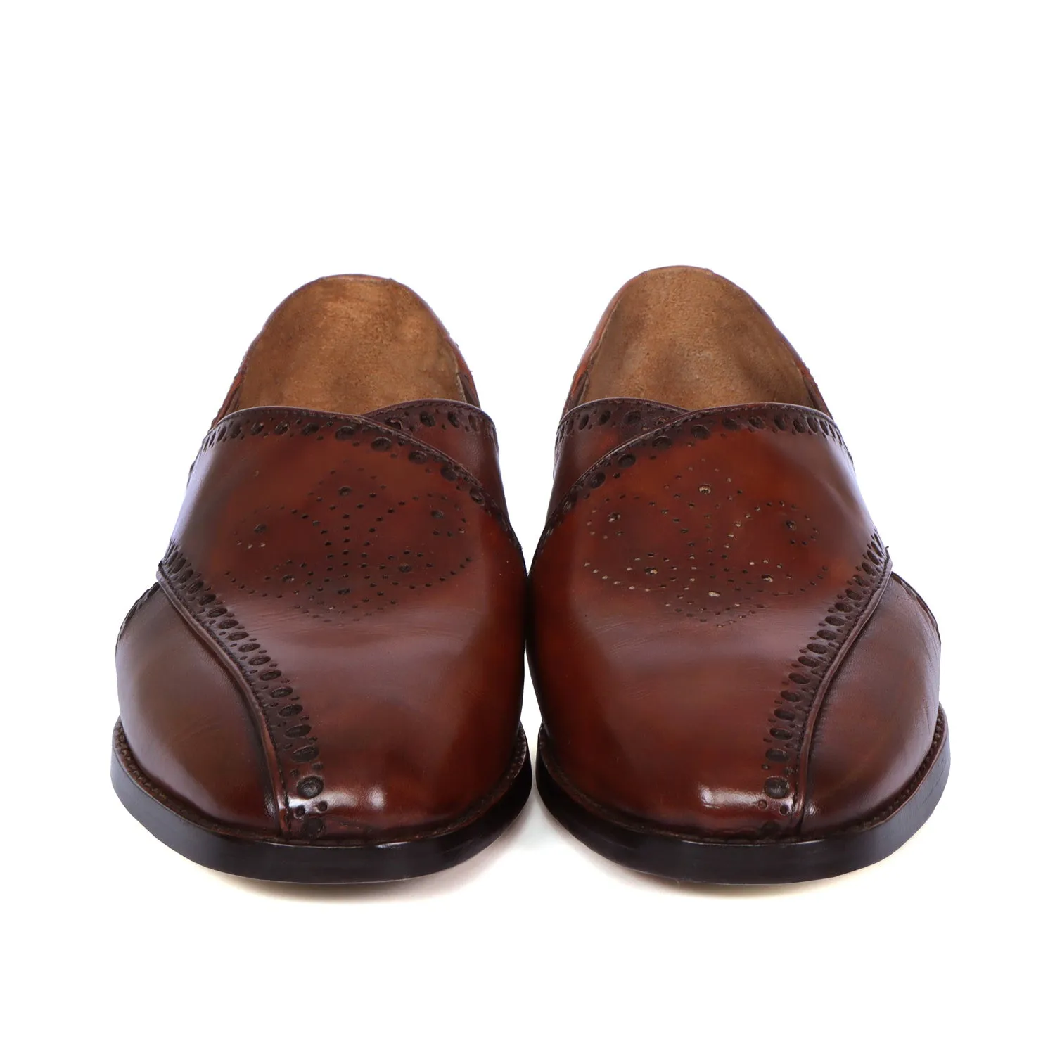 Men's Peshawaris With Handcrafted Brogue Design Cognac Leather
