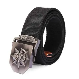 Mens Stylish Casual Skull Thick Canvas Overalls Belt