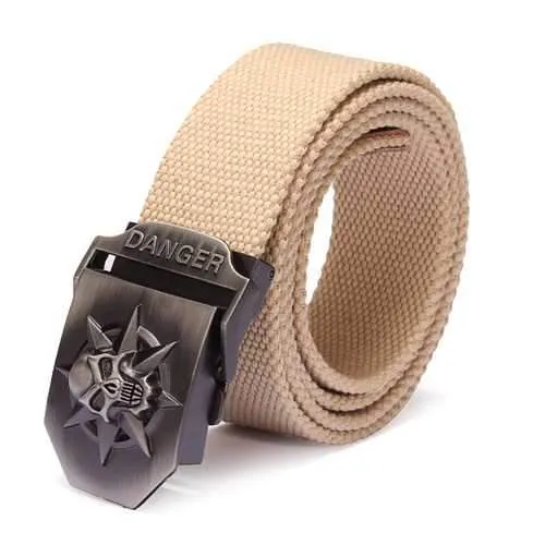 Mens Stylish Casual Skull Thick Canvas Overalls Belt