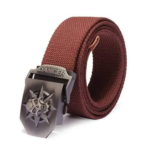 Mens Stylish Casual Skull Thick Canvas Overalls Belt