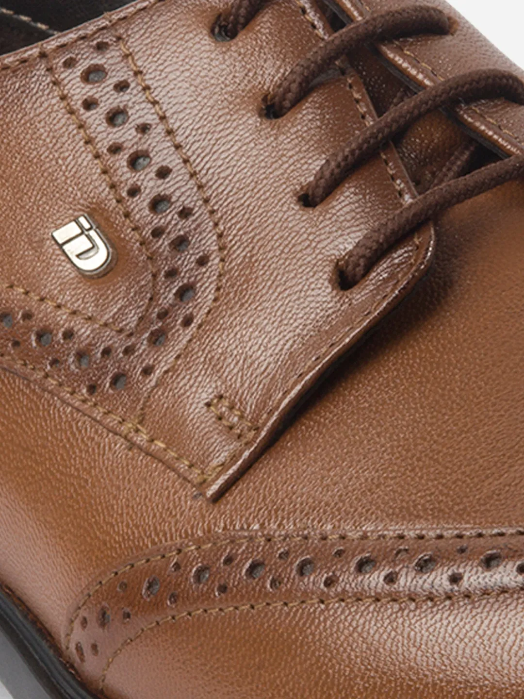 Men's Tan Round Toe Lace Up Brogue (ID6113)
