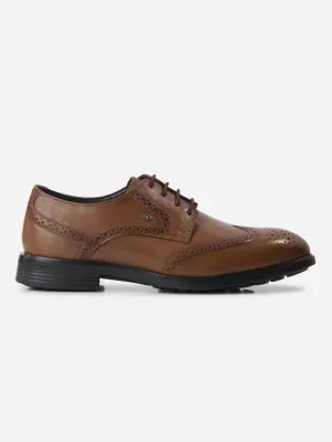 Men's Tan Round Toe Lace Up Brogue (ID6113)
