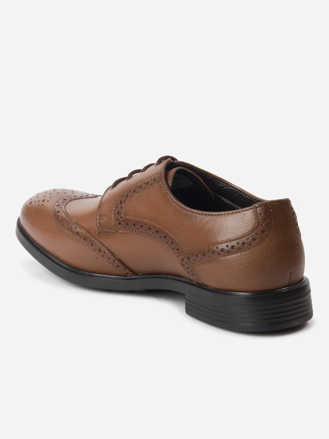 Men's Tan Round Toe Lace Up Brogue (ID6113)