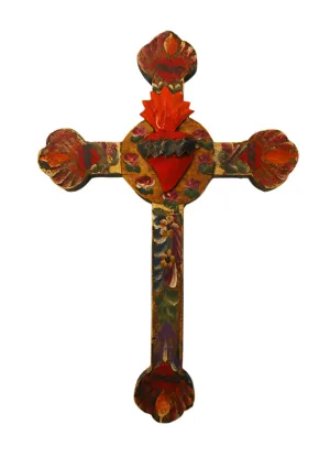 Mexican Hand Painted Cross 12 in