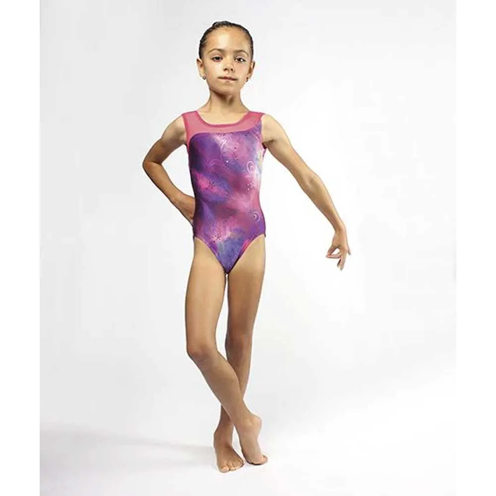 Mondor 27814 Gymnastics Leotard with Mesh In Neon Pop Print - Girls