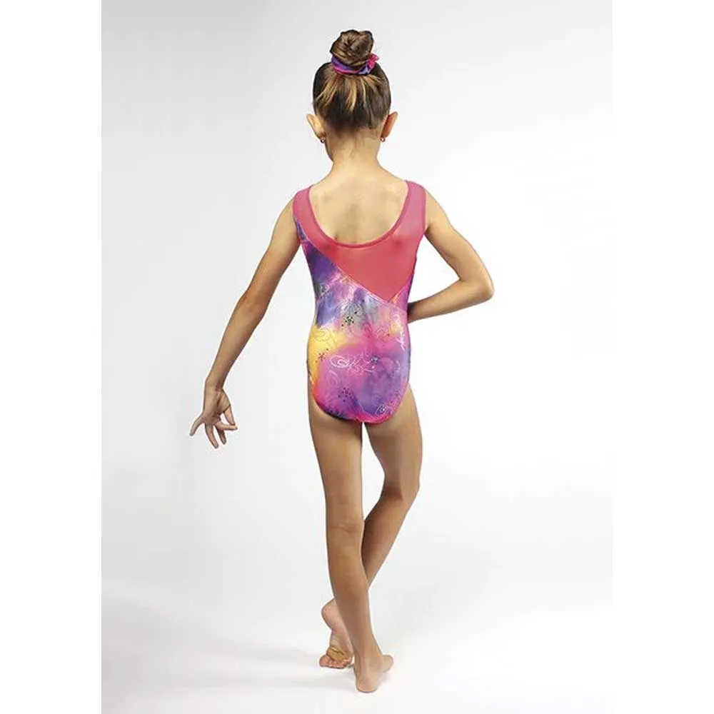 Mondor 27814 Gymnastics Leotard with Mesh In Neon Pop Print - Girls