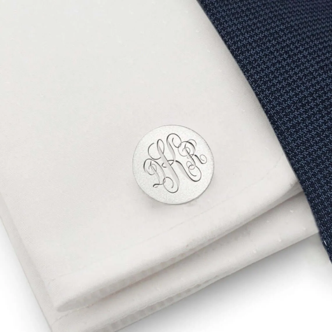 Monogrammed Cufflinks in Sterling Silver Anniversary Gift