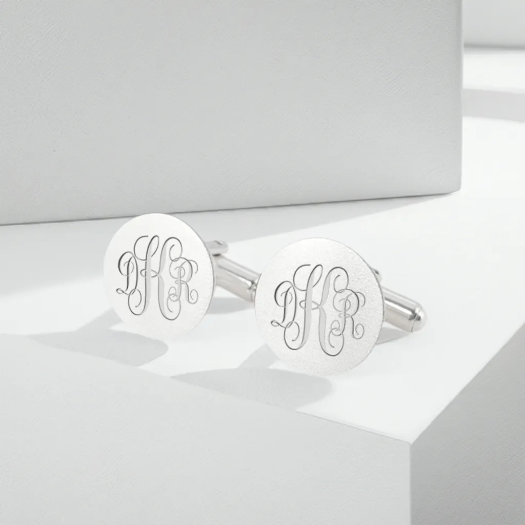 Monogrammed Cufflinks in Sterling Silver Anniversary Gift
